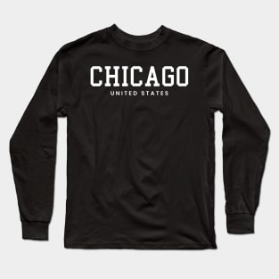 Chicago City Illinois United States Vintage Minimalist Chicago City Illinois State Name Sport Design Tees Long Sleeve T-Shirt